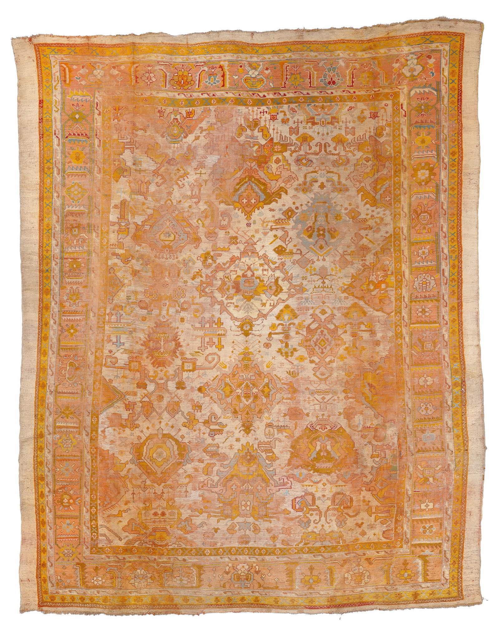 Shabby Chic Angora Oushak Rug, Turkey, Late 19th C., 11'9'' x 14'6'' (1 of 5)