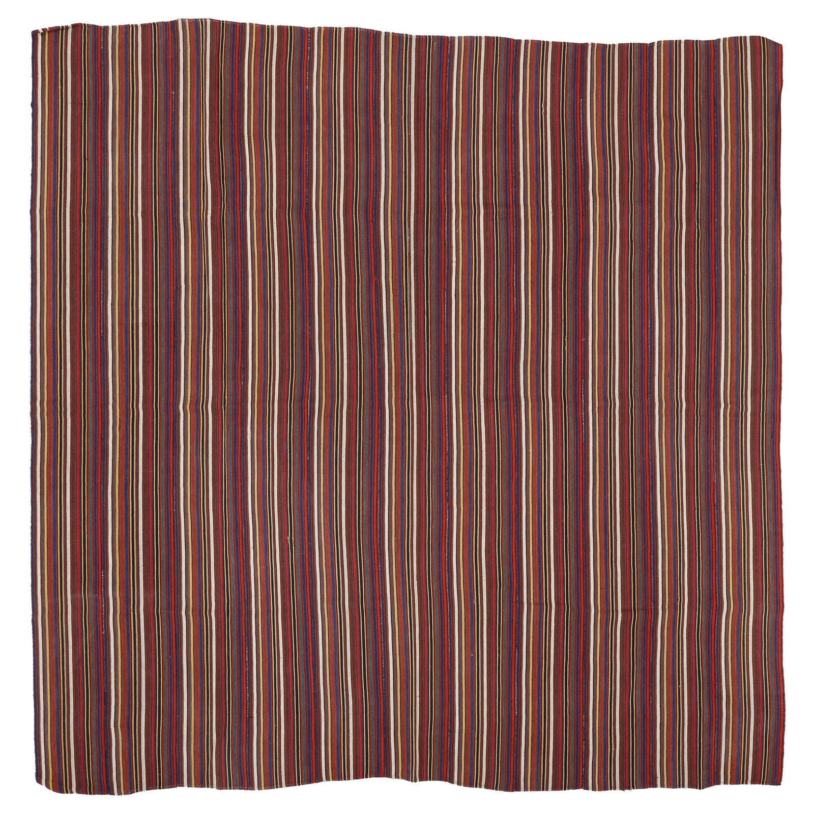 Fine Striped Wool Jajim, Transcaucasus, Late 19th C., 7'5'' x 7'5'' (1 of 3)