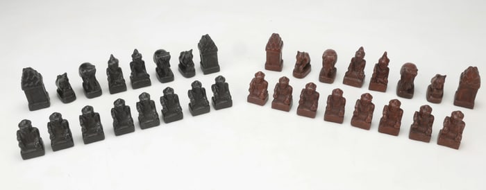 Burmese Wood Chess Set, Circa 20th C.