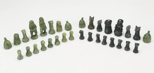 Inuit Soapstone Chess Set, Qaqaq Ashoona, Published