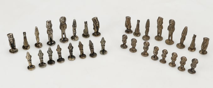 Bolivian/Bolivia Metal Chess Set, Circa 20th C.