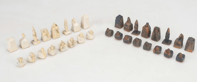 Moravian/Czech Ceramic Chess Set, Circa 1970s