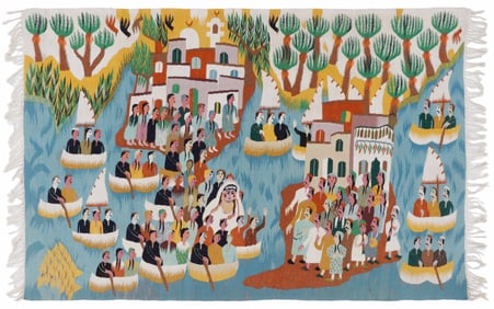 Egyptian Tapestry Wedding Scene, Circa 1980's