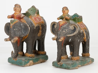 Vintage Indian/India Elephants And Drivers, Circa Mid-20th C.