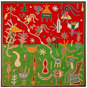 Huichol (Mexican/Mexico) Yarn Painting, Gonzalez Rios