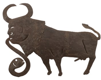 Gabriel Bien-Aime (Haitian/Haiti) Bull, Cut Steel Folk Sculpture