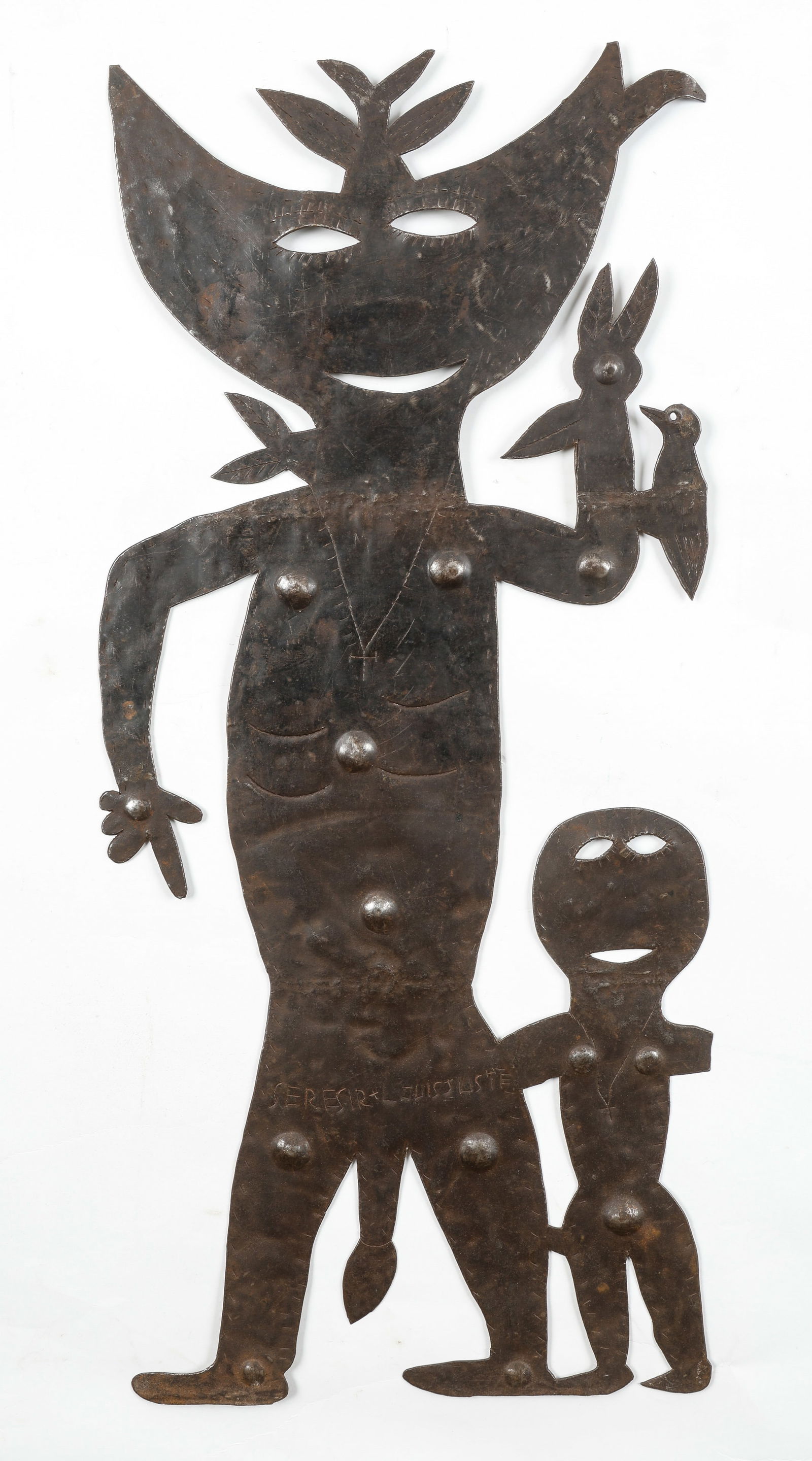 Louis-Juste Seresier (Haitian/Haiti) Grand Bois, Metal Folk Sculpture: Louis-Juste Seresier (Haitian, b. 1952) Grand Bois, circa 1980's, recycled oil drum metal, 34'' x 16''/ 86 x 41 cm.
