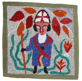 Drapeau/Vodou Sequin Flag (Haitian/Haiti) St. Patrick, C. 1980's
