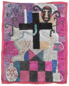 Drapeau Vodou Sequin Flag (Haitian/Haiti) Baron Samedi, C. 1990's
