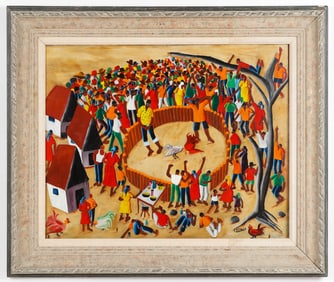 Laurent Casimir (Haitian/Haiti) Cockfight, Circa 1980's