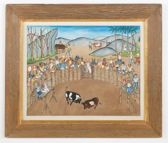 Rigaud Benoit (Haitian/Haiti) Bull Fight, Dated 1968
