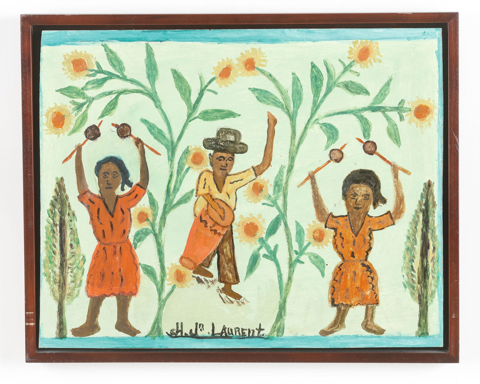 Joseph Jean-Laurent (Haitian/Haiti) Music in the Country: Joseph Jean-Laurent (Haitian/Croix-des-Bouquets, 1893-1976) Music in the Country, circa 1960, oil on masonite, 16'' x 20.25''/ 41 x 51 cm. Framed: 17.5'' x 21.75''/ 44 x 55 cm. A tailor and minister,