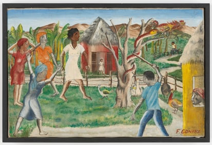 Francois Gondre (Haitian/Haiti) Chasing Away Snake, C. 1950's