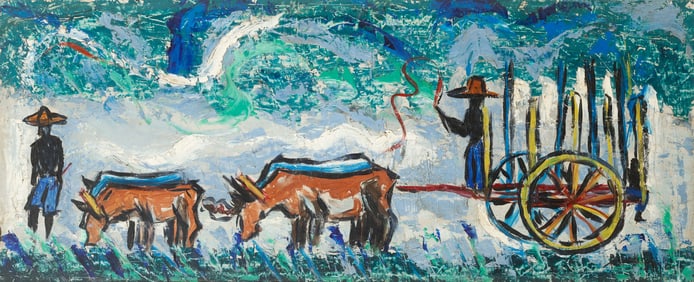 Andre Boucard (Haitian/Haiti) Wood Cart, Circa 1959