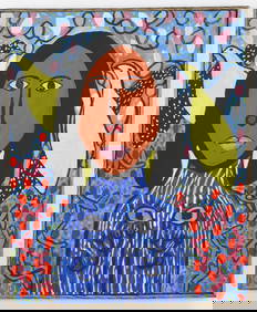Denis Smith (Haitian/Haiti) Loa with Birds, Dated 1981 (1 of 3)