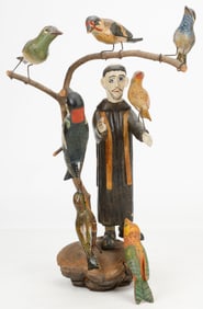 Folk Art Carved Wood Figure of Saint Francis (Polish/Poland)
