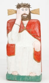 Large Folk Carved Thinking Christ (Polish/Poland)