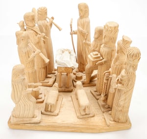 Folk Art Carved Wood Adoration of the Magi (Polish/Poland)