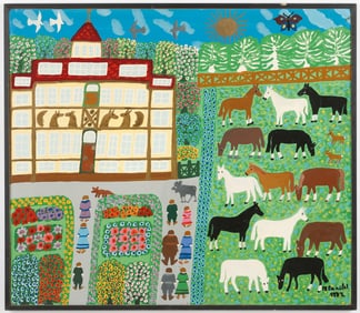 Minna Ennulat (German/Germany) Horse Farm, Dated 1977