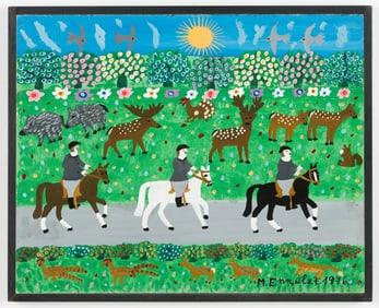 Minna Ennulat (German/Germany) Riders and Stags, Dated 1976