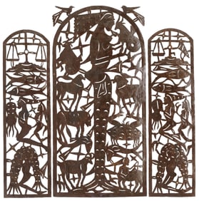 Oil Drum Triptych Sculpture (Haitian/Haiti): Sea Life