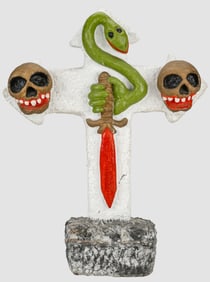 Haitian/Haiti Cement Cross, Vodou Sacred Arts