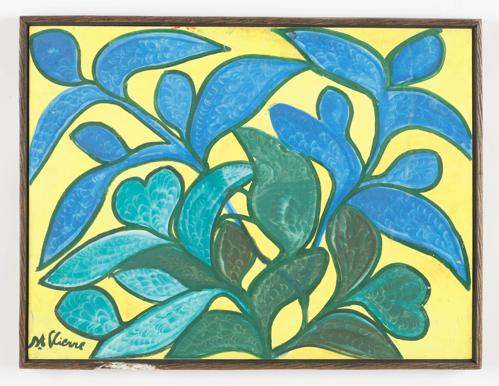 Toussaint St. Pierre (Haitian/Haiti) Blue/Green Plant on Yellow (1 of 3)