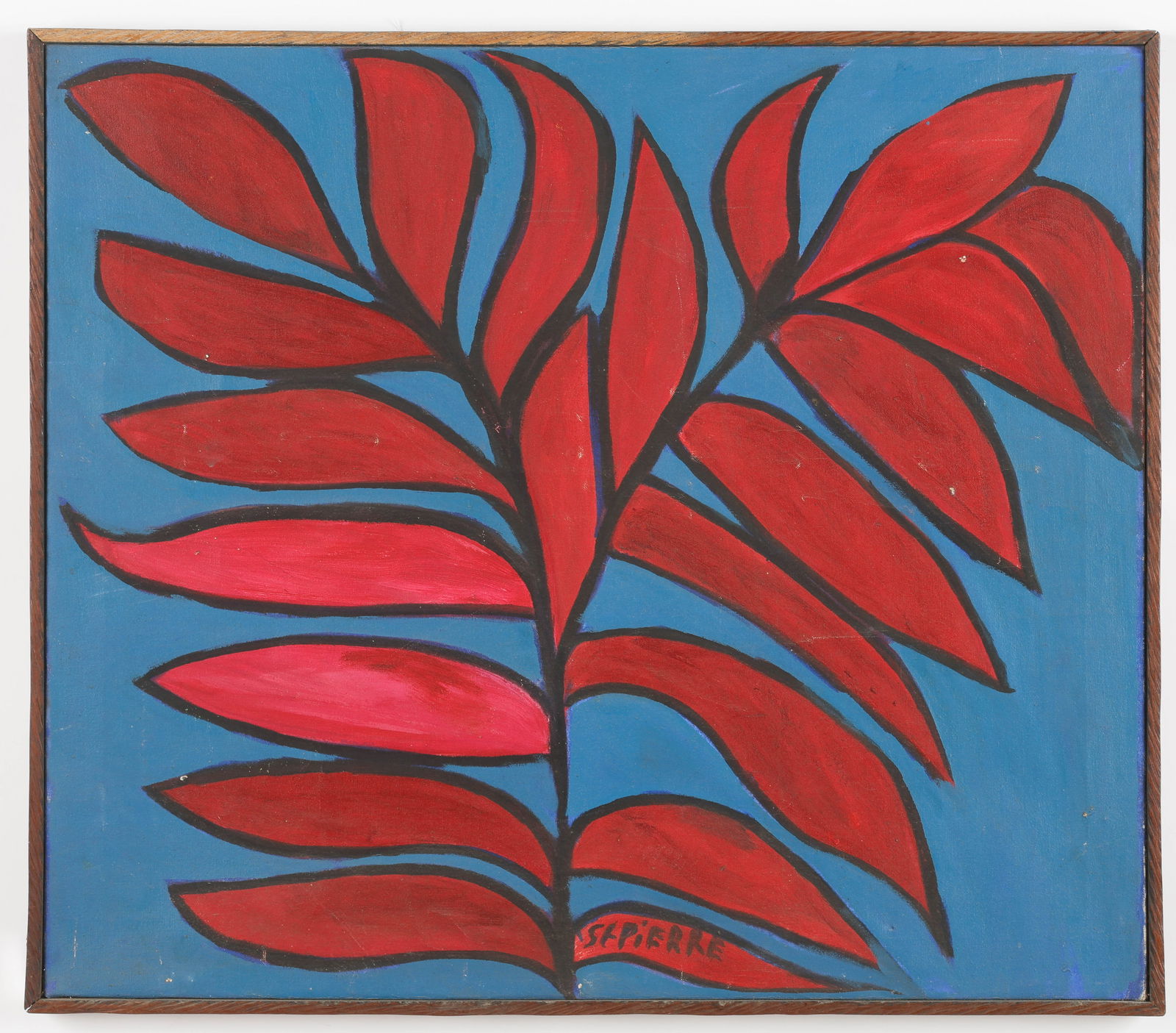 Toussaint St. Pierre (Haitian/Haiti) Red Plant on Blue (1 of 3)