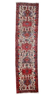Karadja Rug, Persia, Mid 20th C., 3'8'' x 14'3'': Karadja Rug, Persia, Mid 20th C., 3'8'' x 14'3'' (112 x 434 cm). Weight: 48 lbs. Material: wool pile, cotton warp, cotton weft.