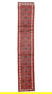 Hamadan Runner, Persia, Mid/Late 20th C., 2'9'' x 14'0'': Hamadan Runner, Persia, Mid/Late 20th C., 2'9'' x 14'0'' (61 x 427 cm). Weight: 23 lbs. Material: wool pile, cotton warp, cotton weft.