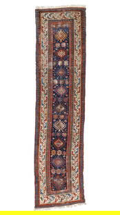 Shabby Chic Long Archaic Border Kazak Rug, Caucasus, 19th C., 3'1'' x 12'0'': Shabby Chic Long Archaic Border Kazak Rug, Caucasus, 19th C., 3'1'' x 12'0'' (94 x 366 cm). Weight: 13 lbs. Material: wool pile, wool warp, wool weft.