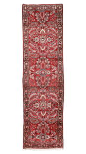 Hamadan Rug, Persia, Mid 20th C., 2'9'' x 9'9'': Hamadan Rug, Persia, Mid 20th C., 2'9'' x 9'9'' (84 x 297 cm). Weight: 23 lbs. Material: wool pile, cotton warp, cotton weft.