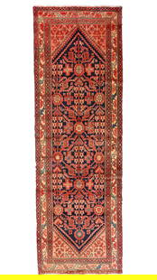 Malayer Rug, Persia, Mid/Late 20th C., 3'3'' x 10'1'': Malayer Rug, Persia, Mid/Late 20th C., 3'3'' x 10'1'' (99 x 307 cm). Weight: 19 lbs. Material: wool pile, cotton warp, cotton weft.