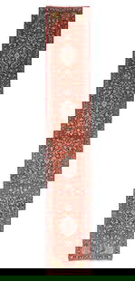 Long Qum Runner, Persia, Mid/Late 20th C., 2'9'' x 16'7'': Long Qum Runner, Persia, Mid/Late 20th C., 2'9'' x 16'7'' (84 x 505 cm). Weight: 29 lbs. Material: wool pile, cotton warp, cotton weft.