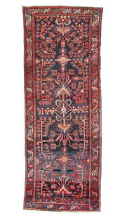 Hamadan Rug, Persia, Mid/Late 20th C., 4'0'' x 10'2'': Hamadan Rug, Persia, Mid/Late 20th C., 4'0'' x 10'2'' (122 x 310 cm). Weight: 20 lbs. Material: wool pile, cotton warp, cotton weft.