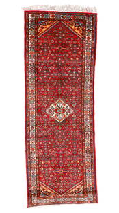 Hamadan Rug, Persia, Mid/Late 20th C., 3'10'' x 10'3'': Hamadan Rug, Persia, Mid/Late 20th C., 3'10'' x 10'3'' (117 x 312 cm). Weight: 25 lbs. Material: wool pile, cotton warp, cotton weft.