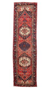 Hamadan Rug, Persia, Mid/Late 20th C., 3'7'' x 12'3'': Hamadan Rug, Persia, Mid/Late 20th C., 3'7'' x 12'3'' (109 x 373 cm). Weight: 22 lbs. Material: wool pile, cotton warp, cotton weft.