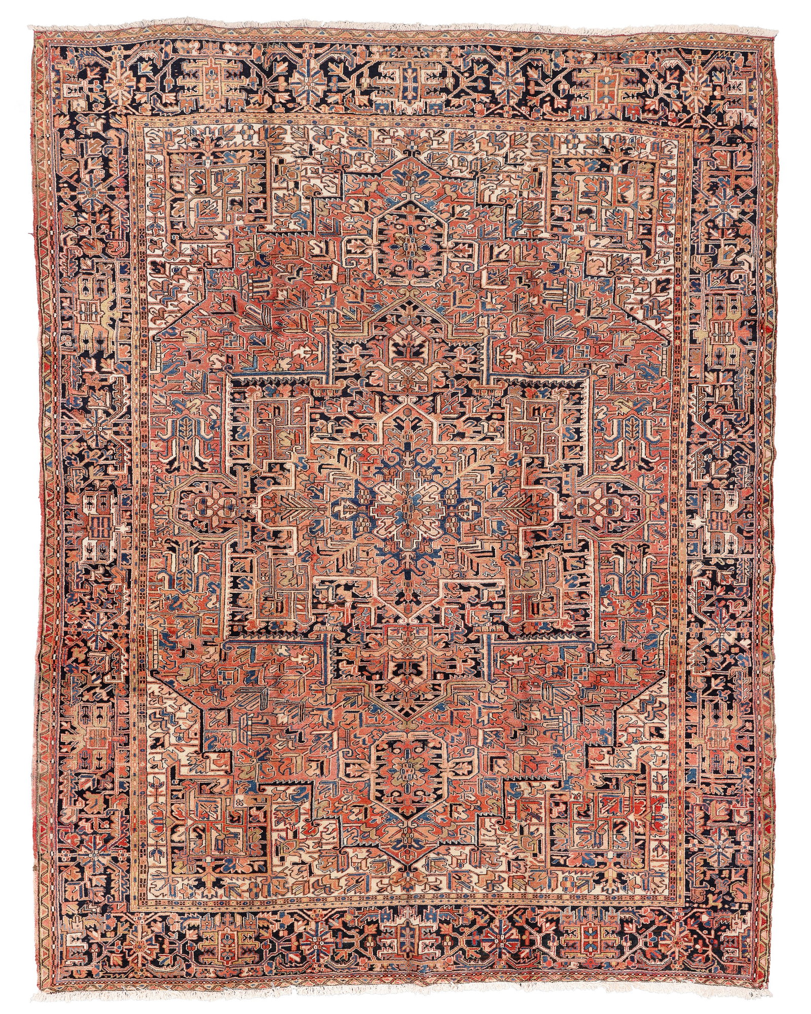 Heriz Rug, Persia, Mid 20th C., 10'1'' x 12'11'': Heriz Rug, Persia, Mid 20th C., 10'1'' x 12'11'' (307 x 394 cm). Weight: 100 lbs. Material: wool pile, cotton warp, cotton weft.