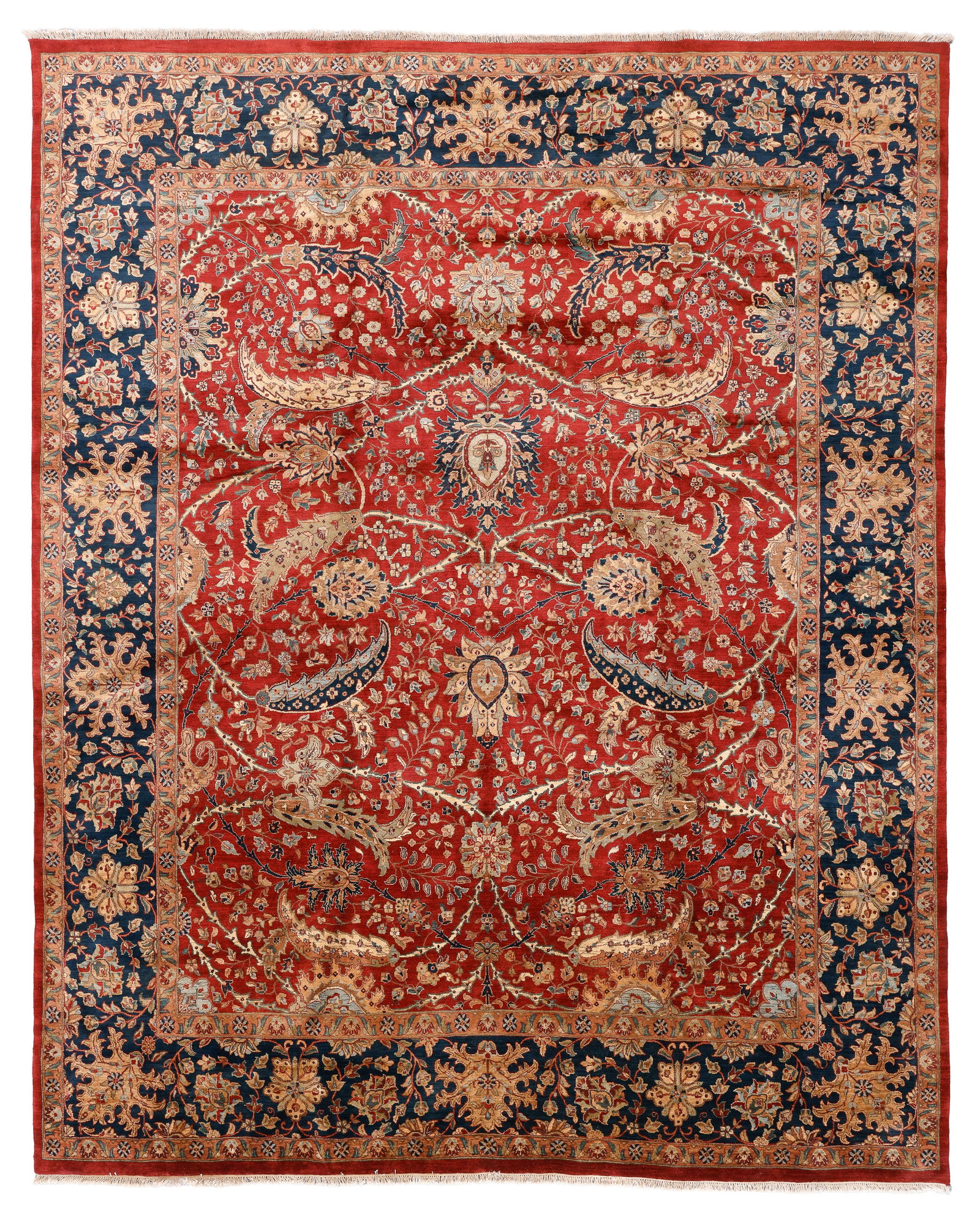 Agra Rug, India, Late 20th C., 11'10'' x 14'7'': Agra Rug, India, Late 20th C., 11'10'' x 14'7'' (361 x 445 cm). Weight: 145 lbs. Material: wool pile, cotton warp, cotton weft.
