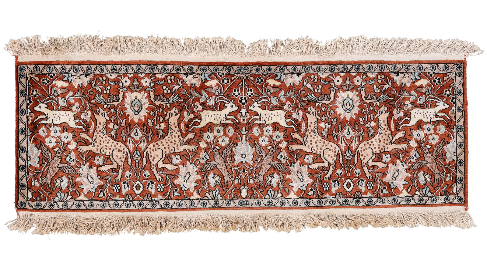 Qum Pictorial Rug Persia, Mid/Late 20th C., 3'10'' x 1'4'' (1 of 5)