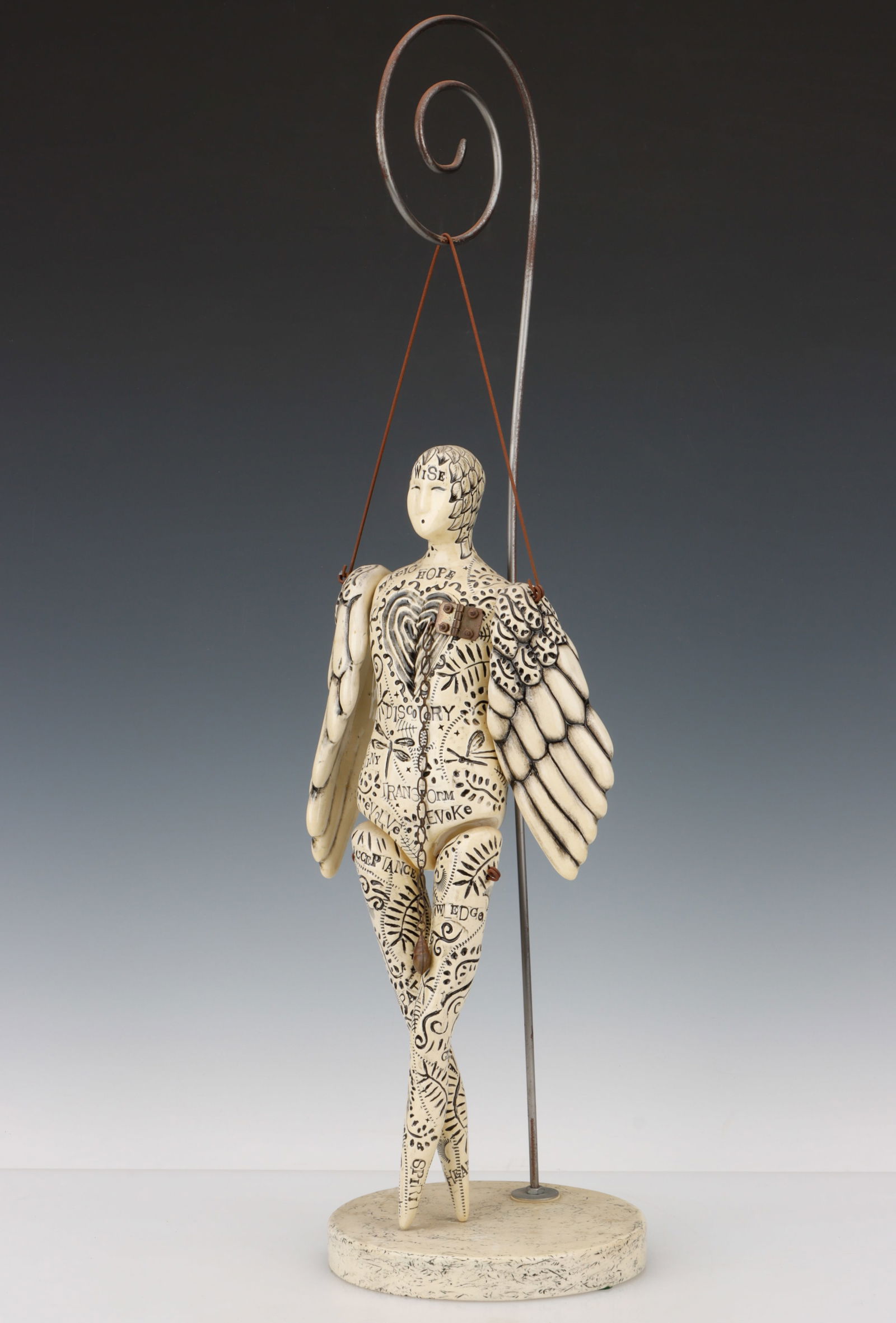 Valerie Bunnell (American, b. 20th C.) Articulated Ceramic Angel Puppet