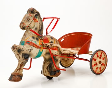 Vintage Mobo "Pony Express" Pedal Toy Horse and Cart
