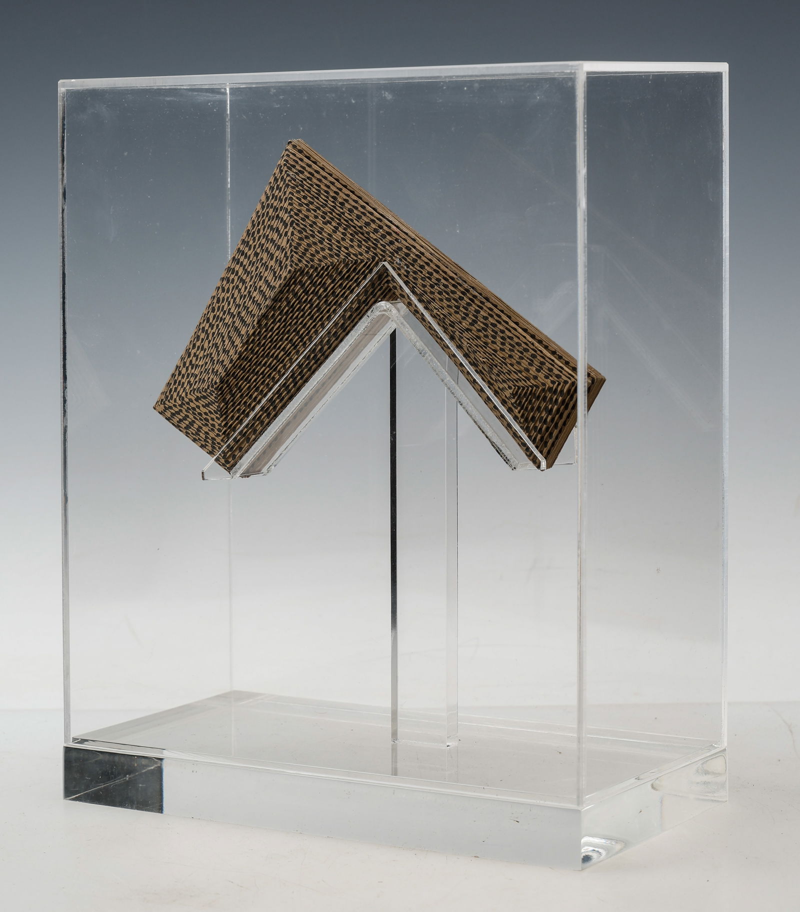 Luis Romero (Mexican/American, b. 1965) "Vasarely Interrupted" (2005): Luis Romero (Mexican/American, b. 1965) "Vasarely Interrupted" (2005), sculpture, signed and dated. Size: 5'' x 6.25'' x 0.75'' (13 x 16 x 2 cm). Provenance: The Robert L. Pfannebecker Collection.