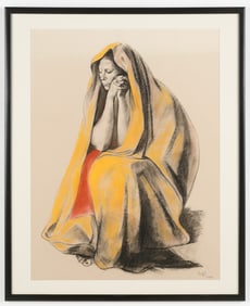 ATTR Francisco Zuniga (Mexican, 1912-1998) Resting, Charcoal Drawing 1969