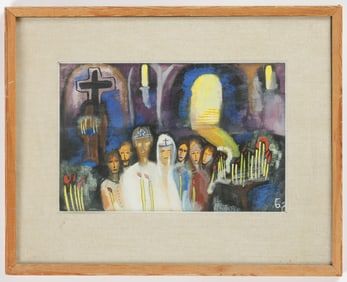 Nino Gordeladze (Russian/Georgian, 20th C.) Church Mass