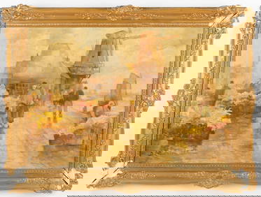 Artist Unknown, Painting of Dutch Flower Market (1 of 3)