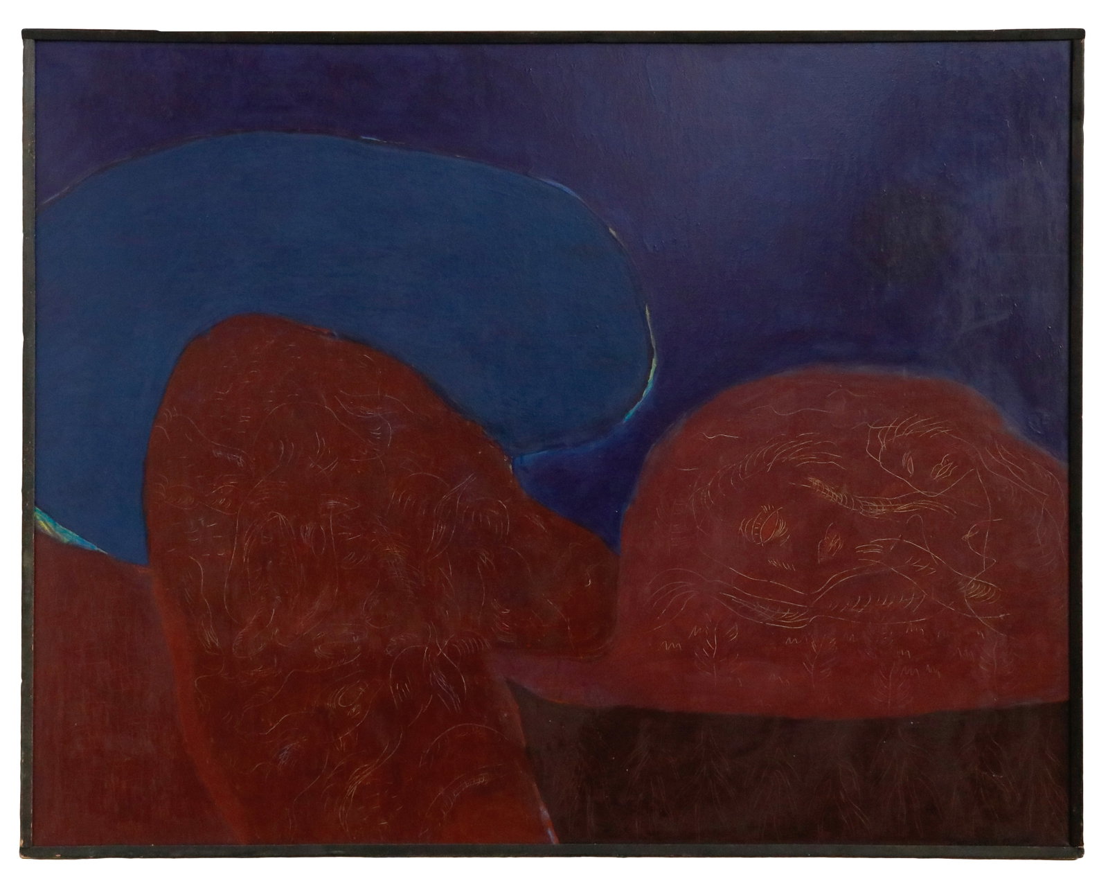I. Chepikov (Russian/Russia.) "The Wolf" 1989: I. Chepikov (Russian, 20th C.) "The Wolf," 1989, oil painting on canvas, verso signed, titled and dated. Framed. Size: 55'' x 71'', 140 x 180 cm (stretcher); 56'' x 72'', 142 x 183 cm (frame).