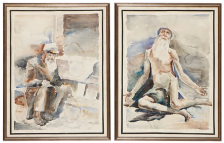 2 Persian Watercolors, 20th C.