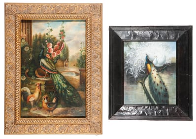 2 Framed Paintings of Peacocks