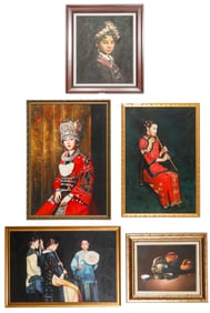 5 Framed Oriental Paintings
